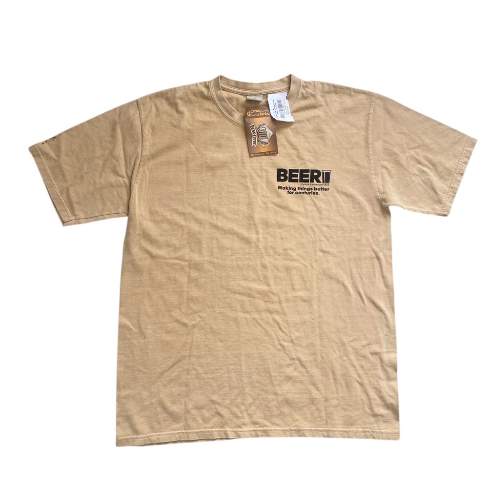 Crazy Shirts Hawaii Shirt Mens Large Golden Beer Dyed Graphic Short Sleeve L NEW